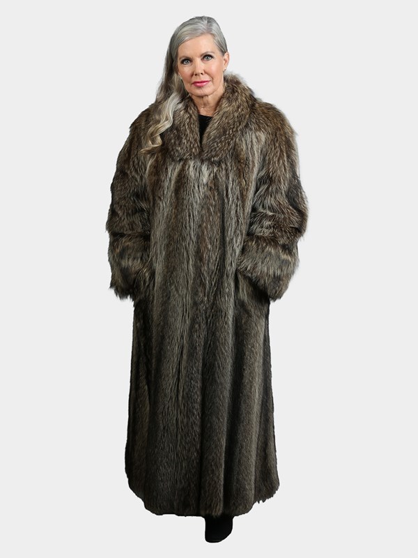 Woman's Vintage Natural Racoon Fur Coat