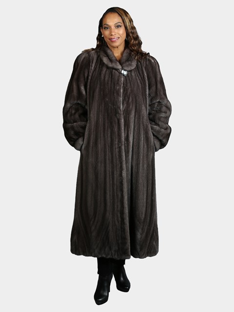 Woman's Natural Blue Iris Female Mink Fur Coat