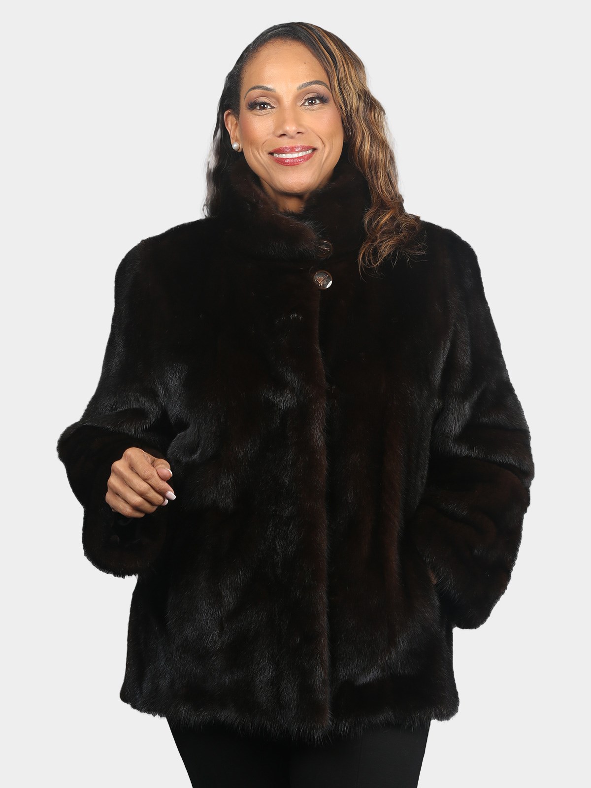 Woman's Natural Dark Mahogany Female Mink Fur Jacket