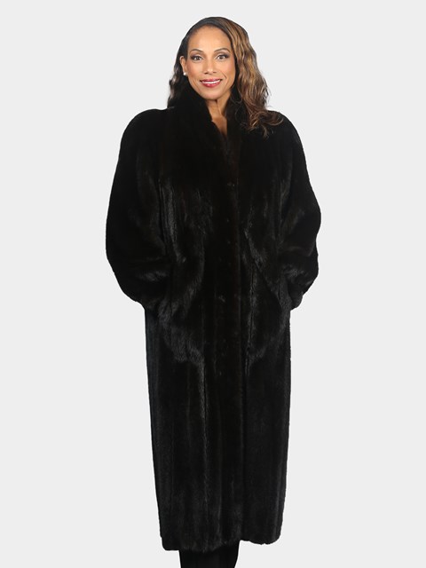 Woman's Natural Ranch Mink Fur Coat Reversible to Microfiber Fabric