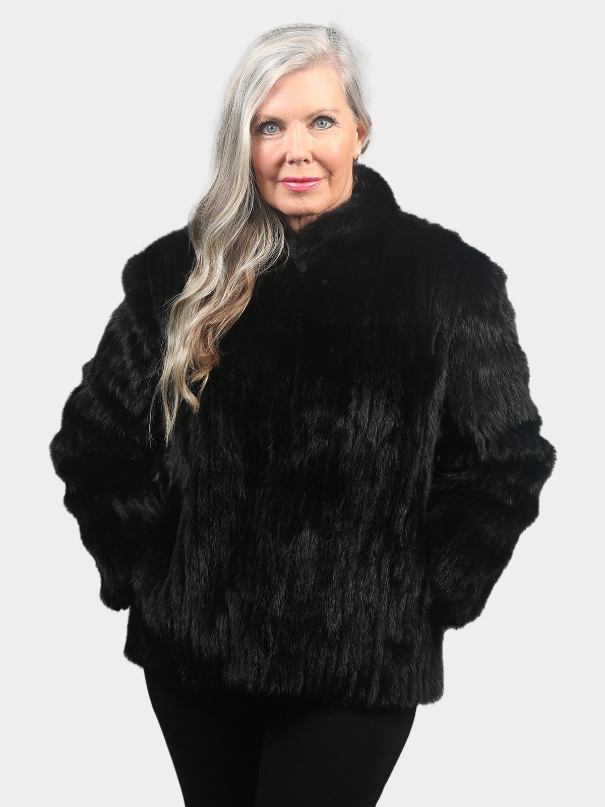 Woman's Ranch Cord Cut Mink Fur Jacket