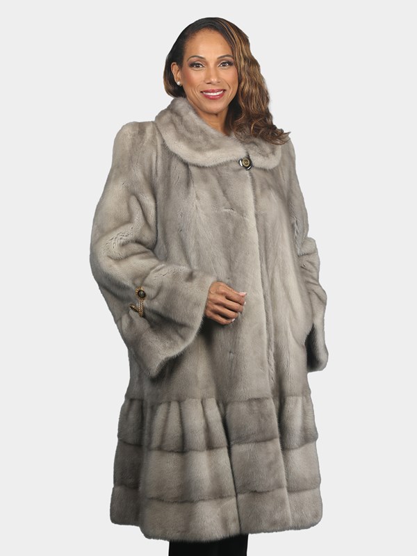 Woman's Natural Cerulean Mink Fur 7/8 Swing Coat