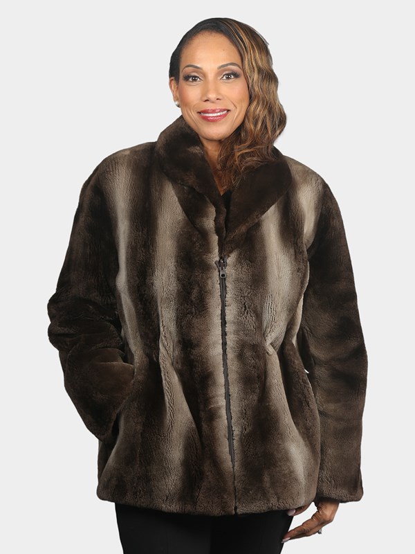 Woman's Natural Phantom Sheared Beaver Fur Jacket