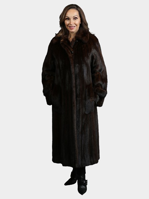 Woman's Mahogany  Female Mink Fur Coat