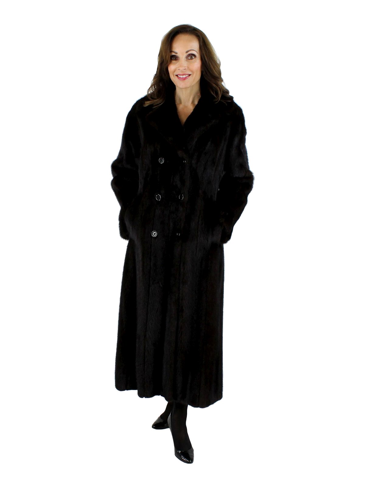 Vintage Double Breasted Ranch Mink Fur Coat Womens Medium Estate Furs