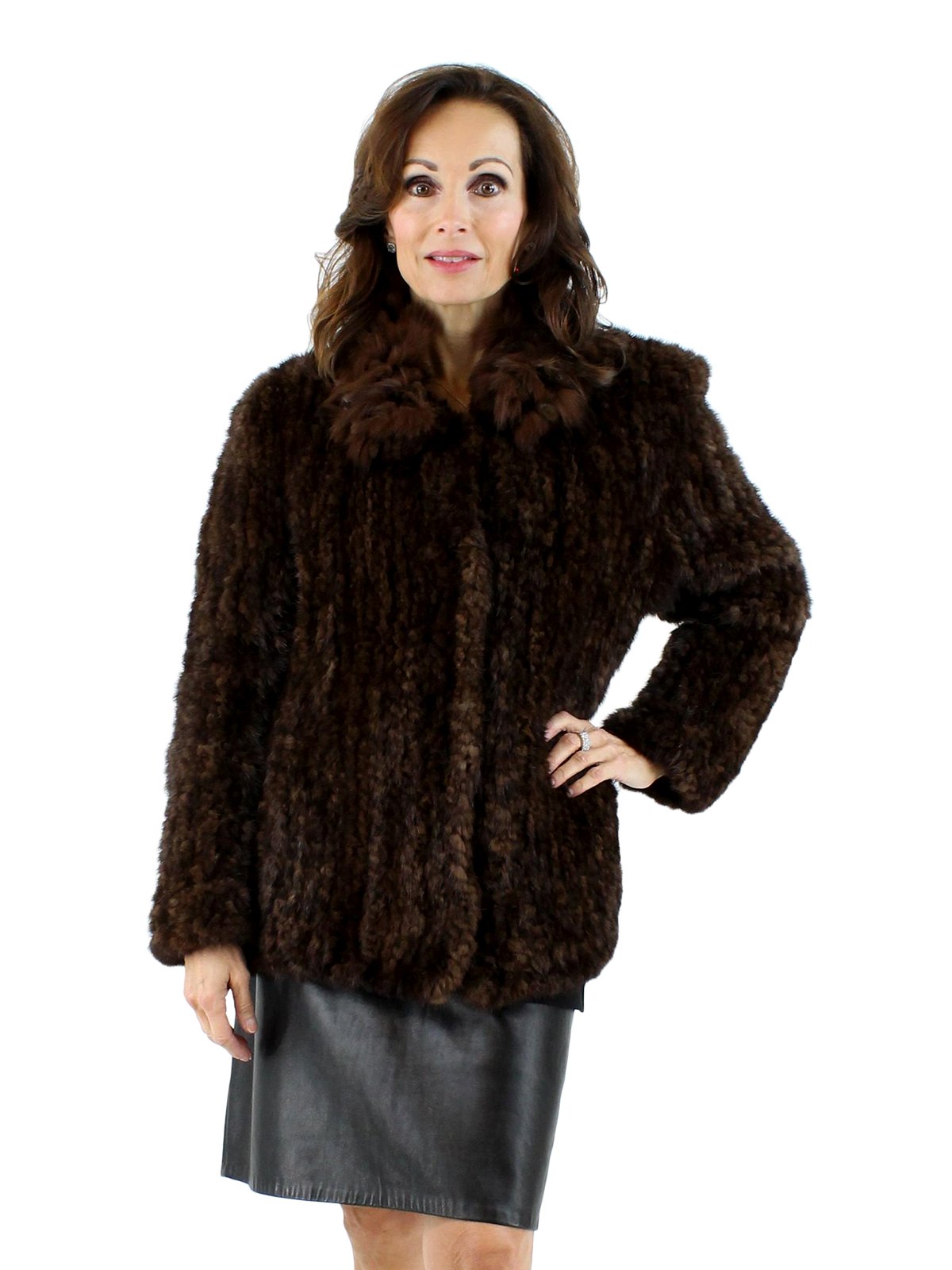 Knit Mink Fur Jacket - Women's Medium - Mahogany | Estate Furs