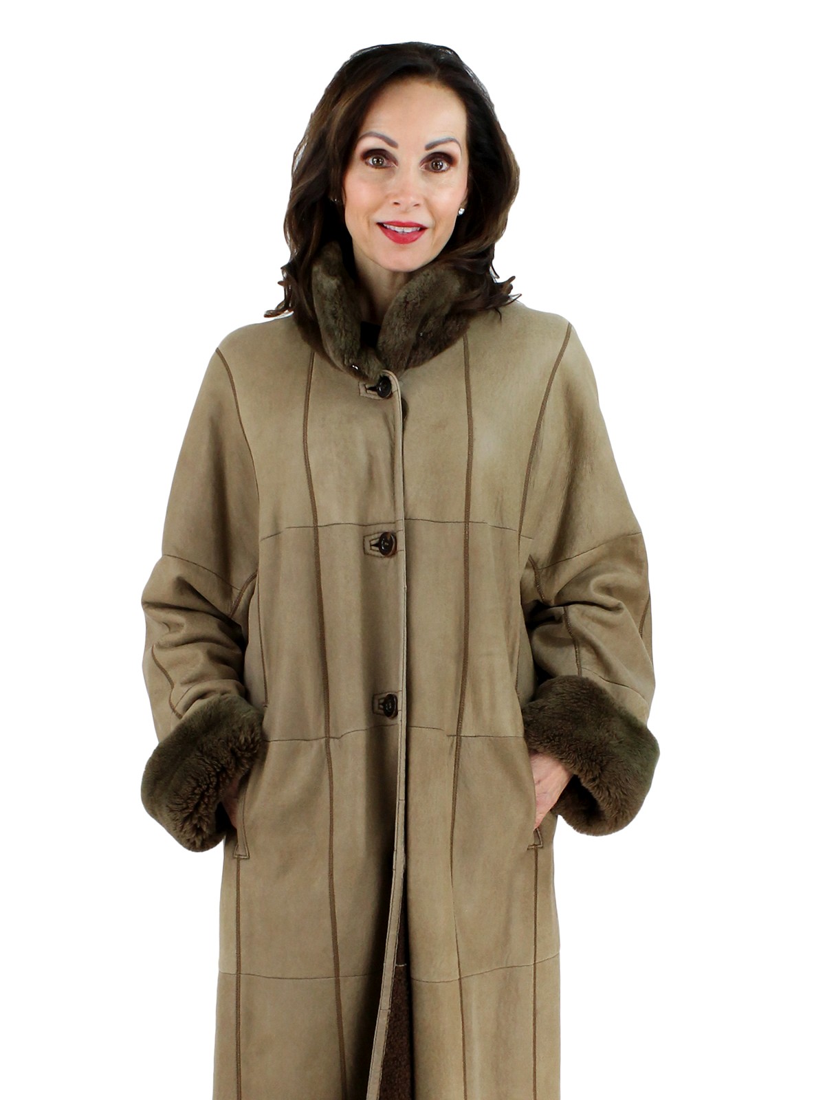 Christ Shearling Lamb Coat with Nutrea - Tan - Women's Plus Size