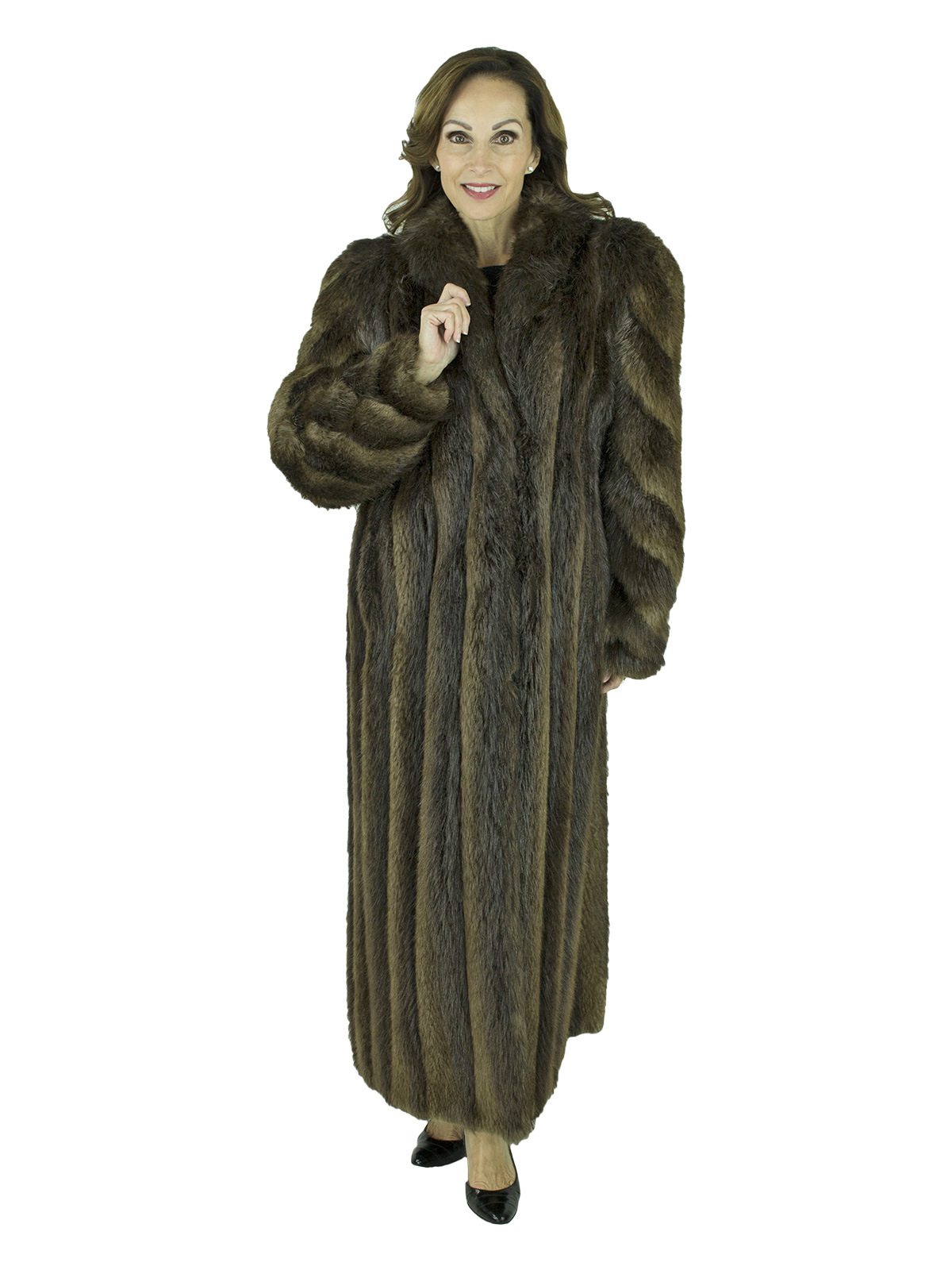 Medium Tone Long Hair Beaver Fur Coat | Estate Furs