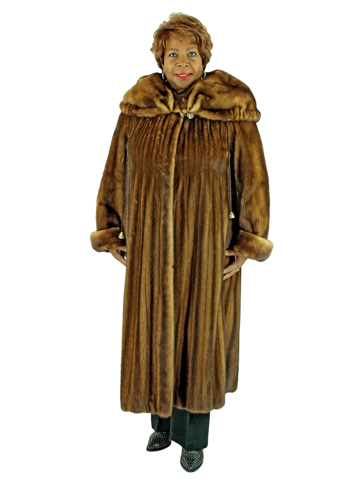 Whiskey Female Mink Fur Coat With Hood Womens Fur Coat Xxl Estate Furs 