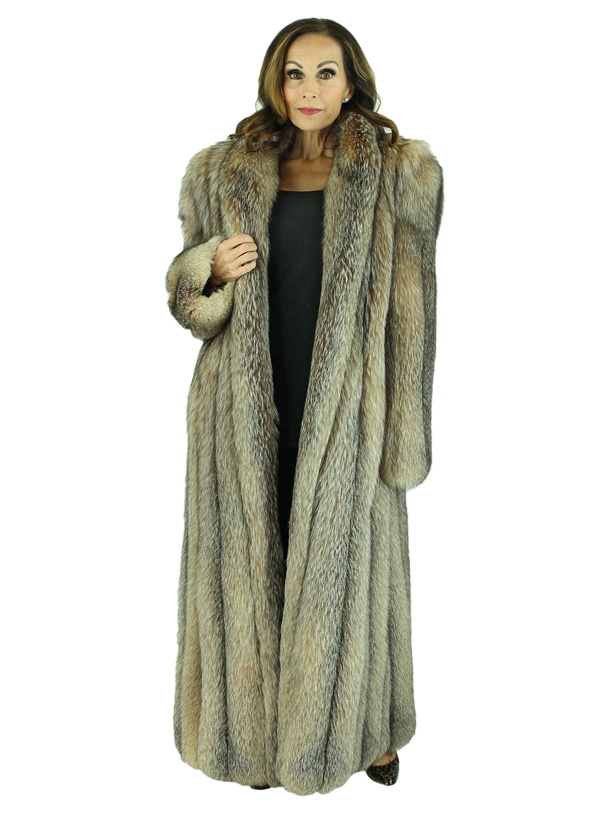Natural Crystal Fox Fur Coat - Women's Fur Coat - Medium| Estate Furs