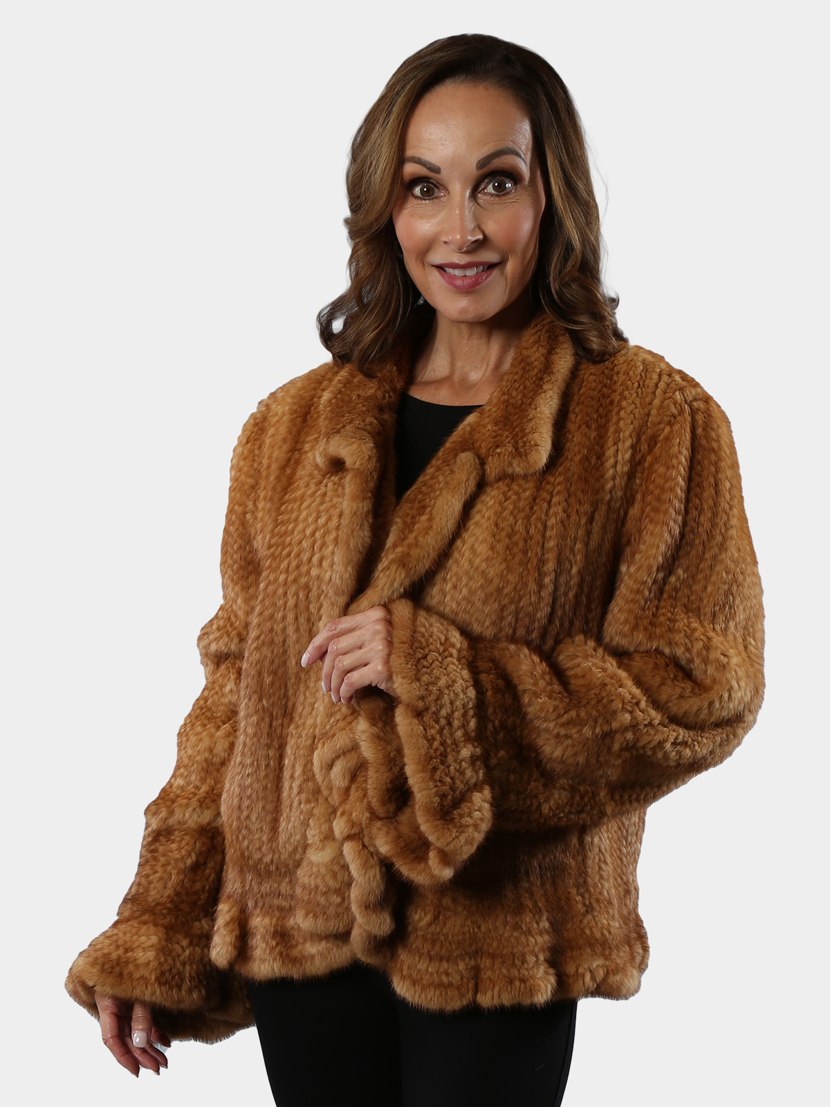 Whiskey Knit Mink Fur Bolero Jacket (Medium) - Estate Furs