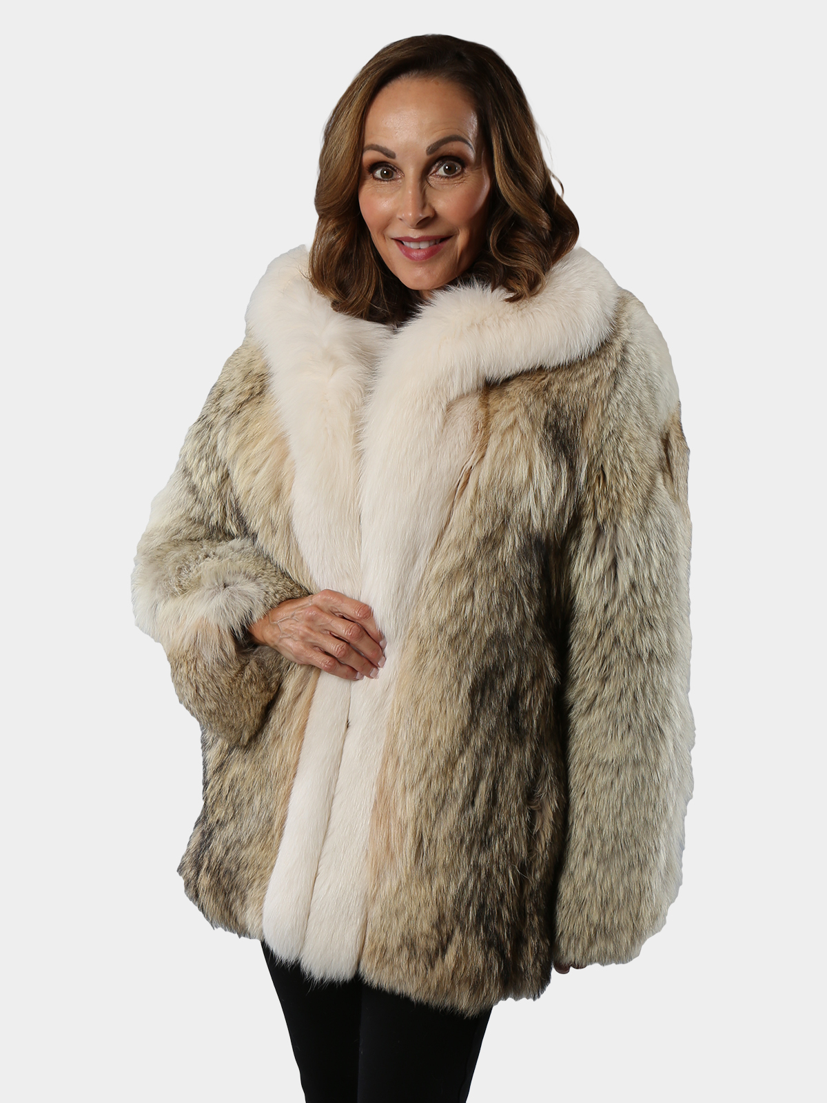 Coyote Fur Jacket With Shadow Fox Trim Women S Xs Estate Furs