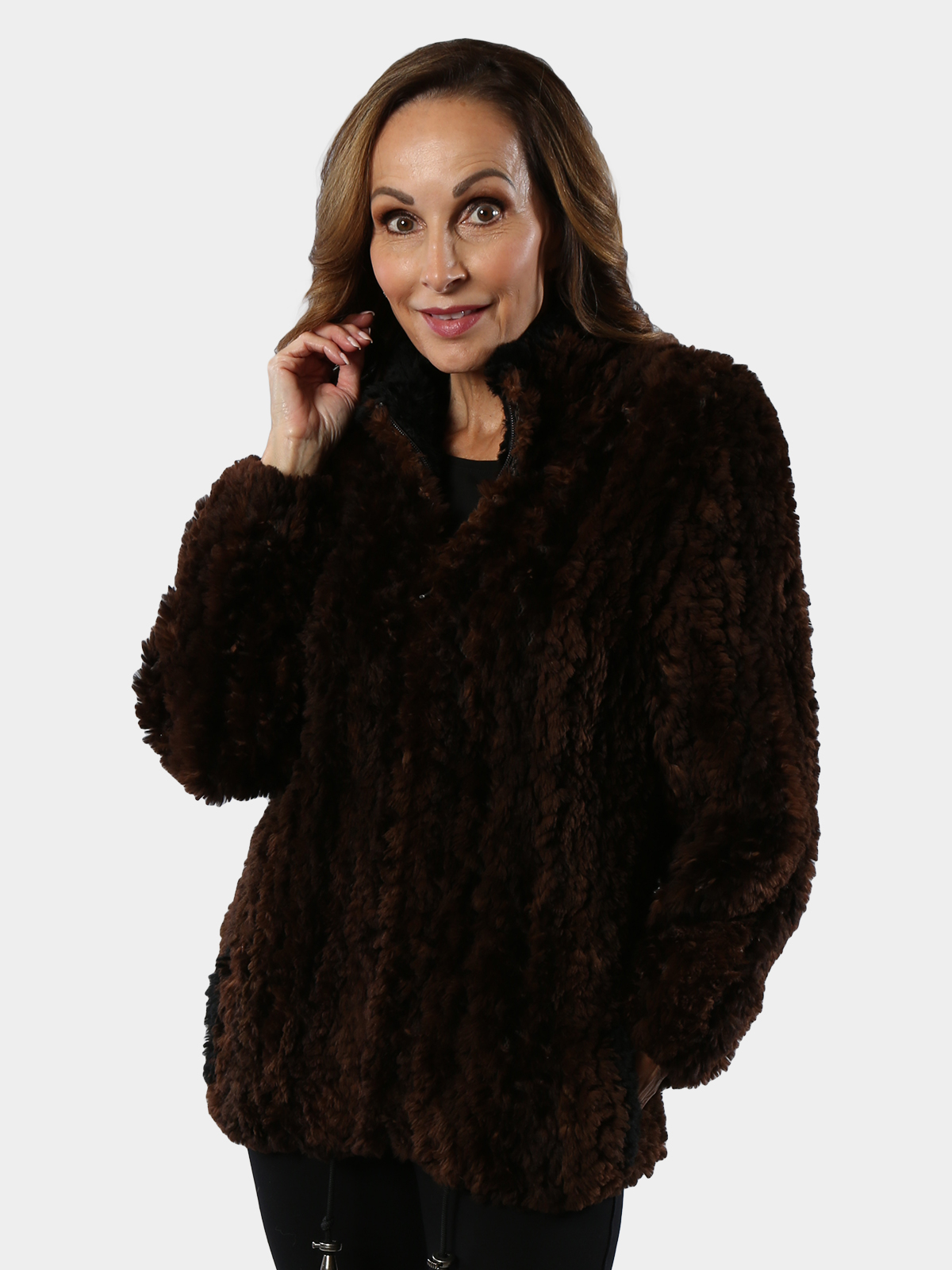 Ombre Cognac Sheared and Knit Beaver Fur Jacket by Paula Lishman ...