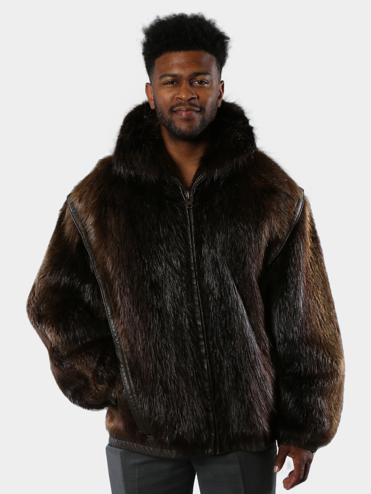 Natural Beaver Fur Jacket (Men's Large) - Estate Furs