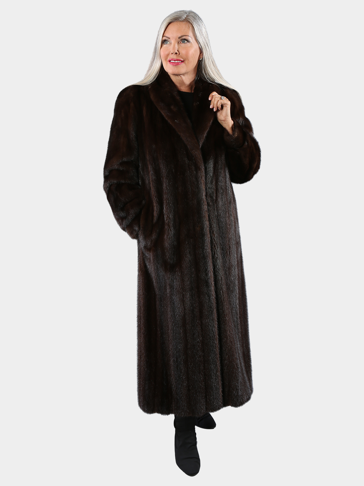 Mahogany Female Mink Fur Coat (Women's Large) - Estate Furs