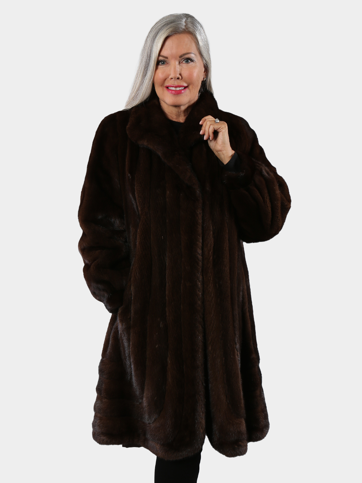 Mahogany Female Mink Fur 7/8 Coat (Women's Large) - Estate Furs