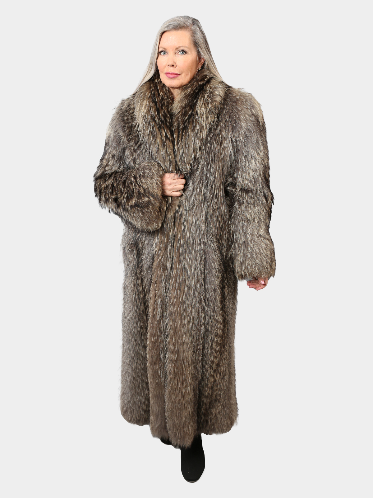 Womens Finn Raccoon Fur Coat Estate Furs 7284