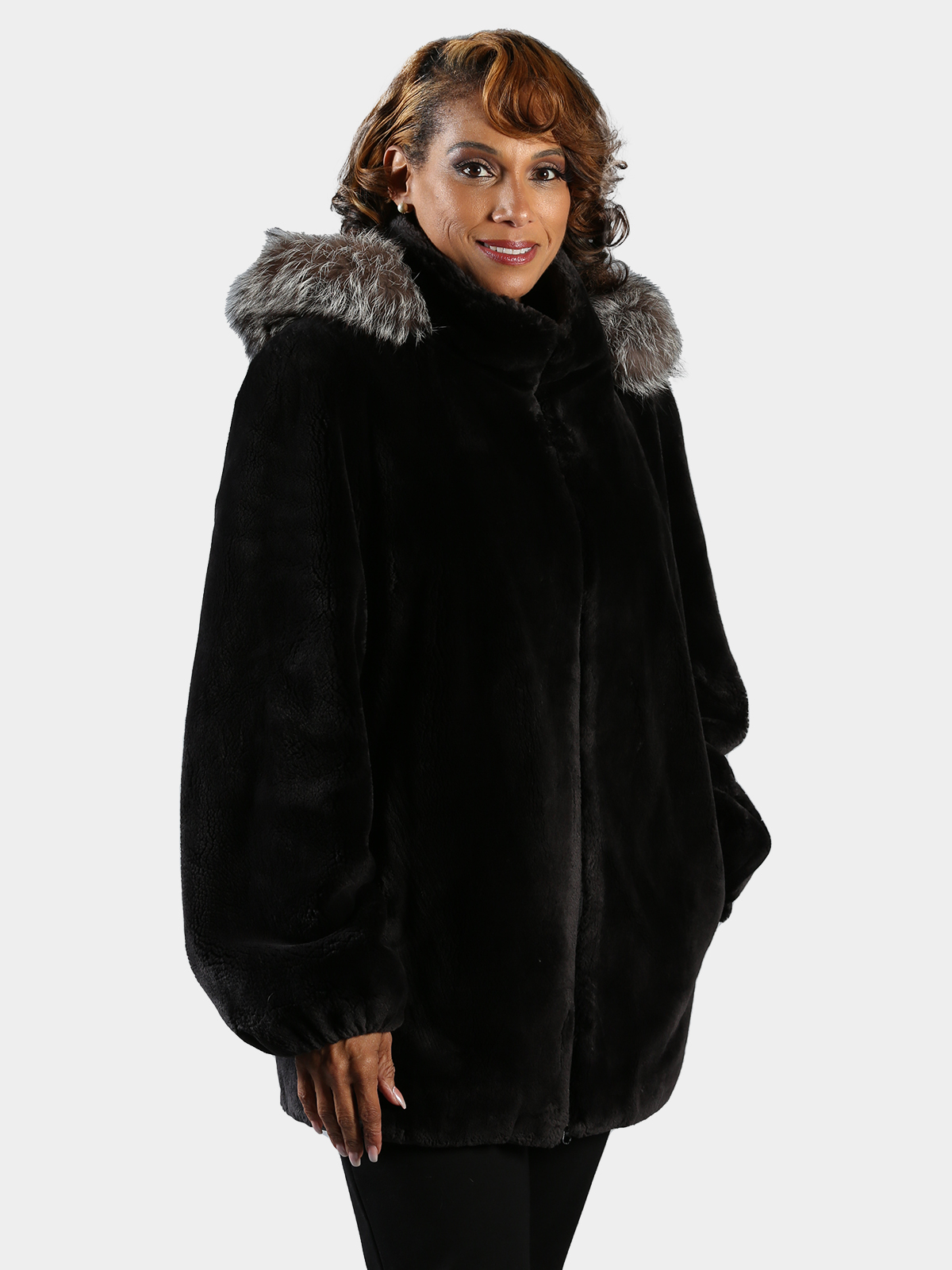 Plus Size Carbon Sheared Beaver Fur Jacket - Estate Furs