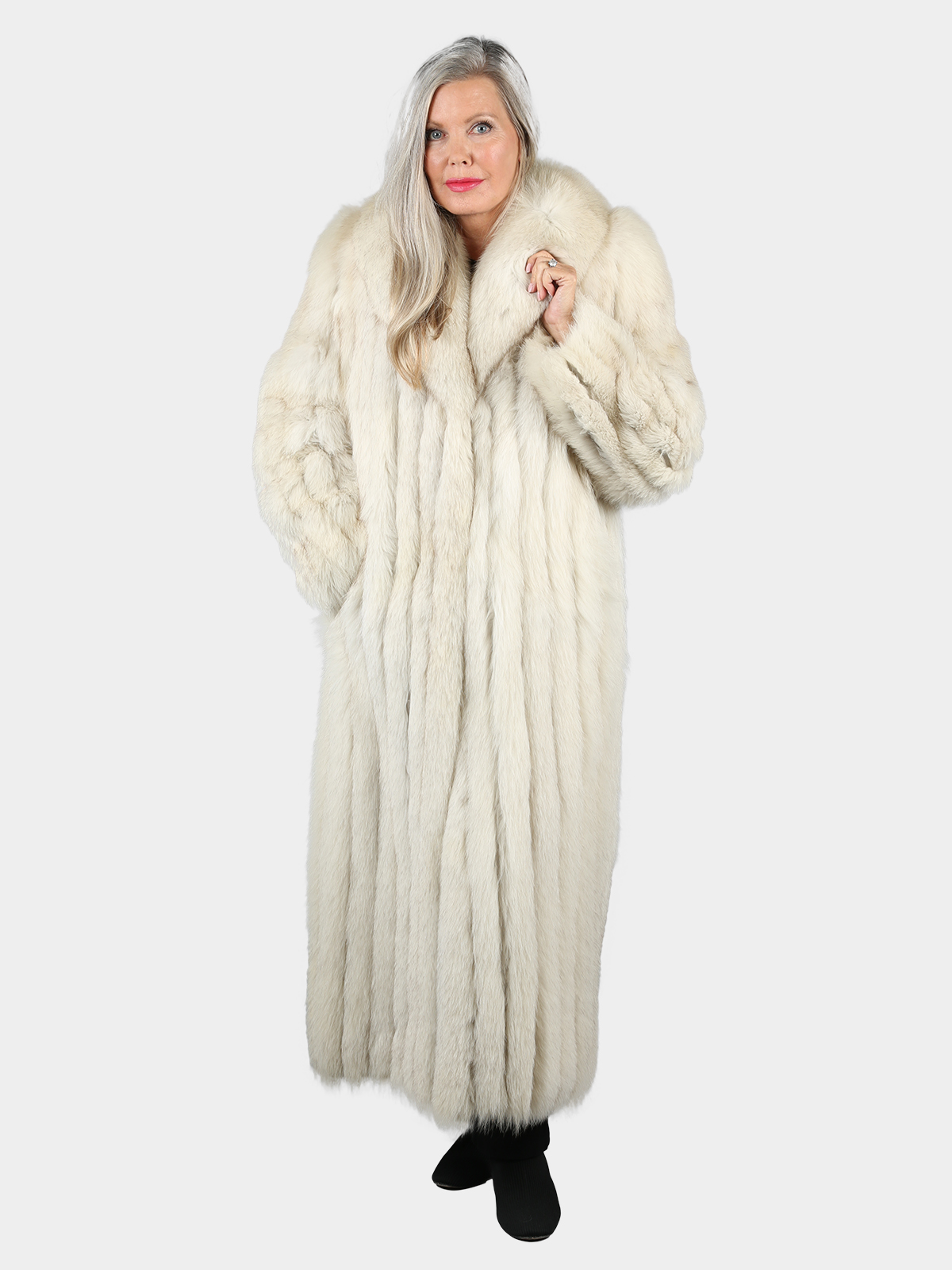 Womans Natural Blue Fox Fur Coat Estate Furs 3953